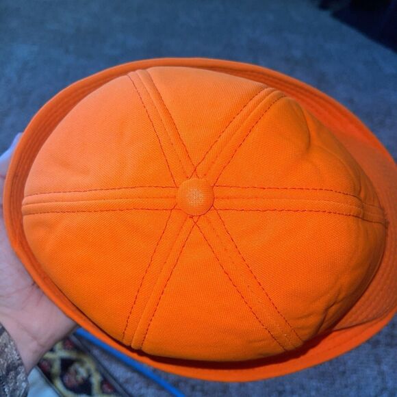 Vintage Youngan Blaze Orange Hunting Brimmed Ear Flap Mens Hat Size M Winter Cap - Picture 9 of 12